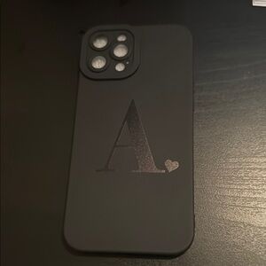 Black “A” Phone Case with Heart